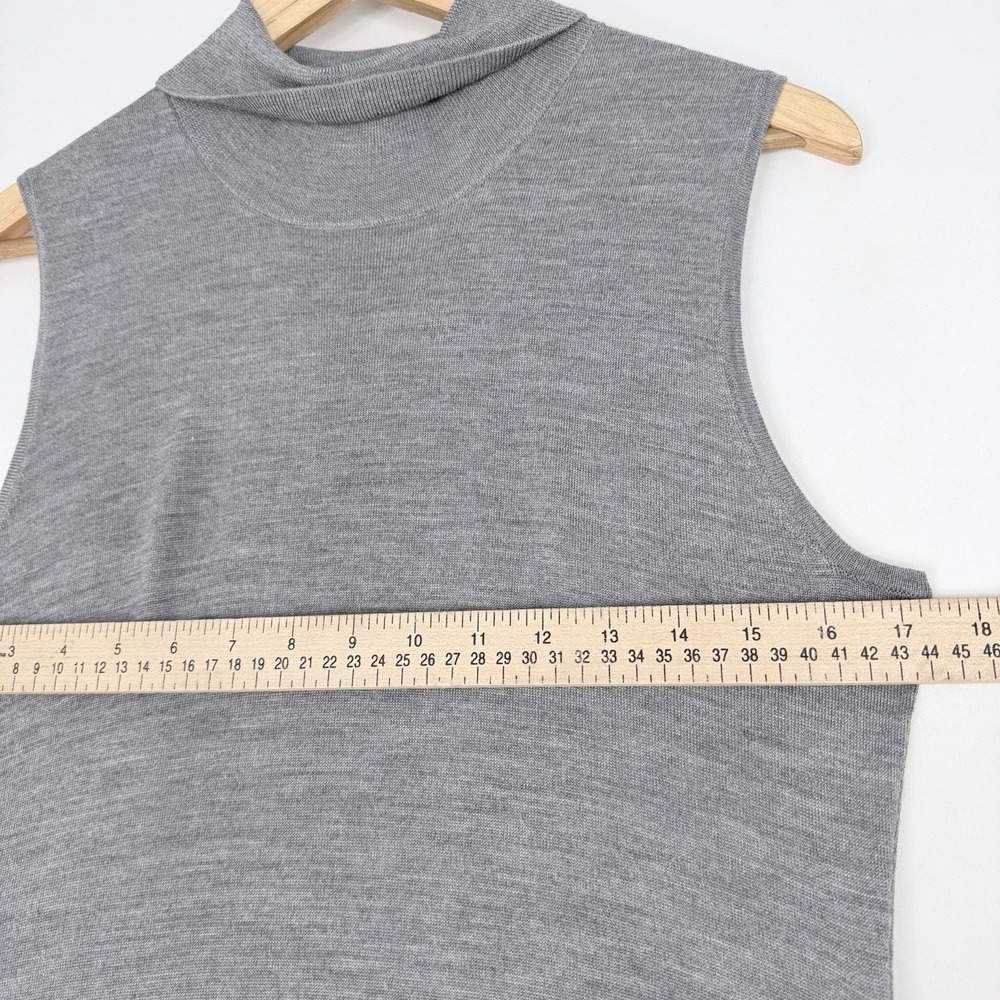 Toteme Turtle Neck Draped Grey Wool-Silk Knit Maxi Dress Sleeveless stretchy L - Picture 8 of 16